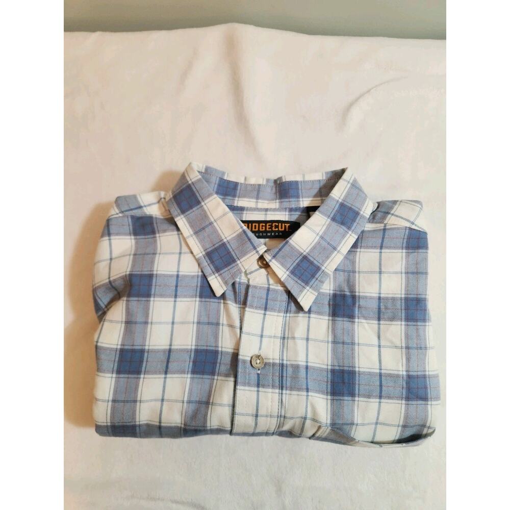 Ridgecut Toughwear NWOT Flannel Shirt Mens Medium Blue Plaid Long Sleeve
